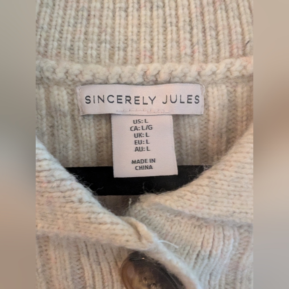 Sincerely Jules Women's Cream 3 Button Sweater Vest - Picture 2 of 3